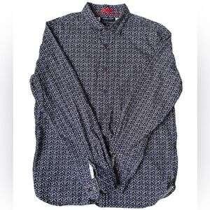 Denim & Flower Men’s Navy and White Long Sleeve Shirt 100% Cotton